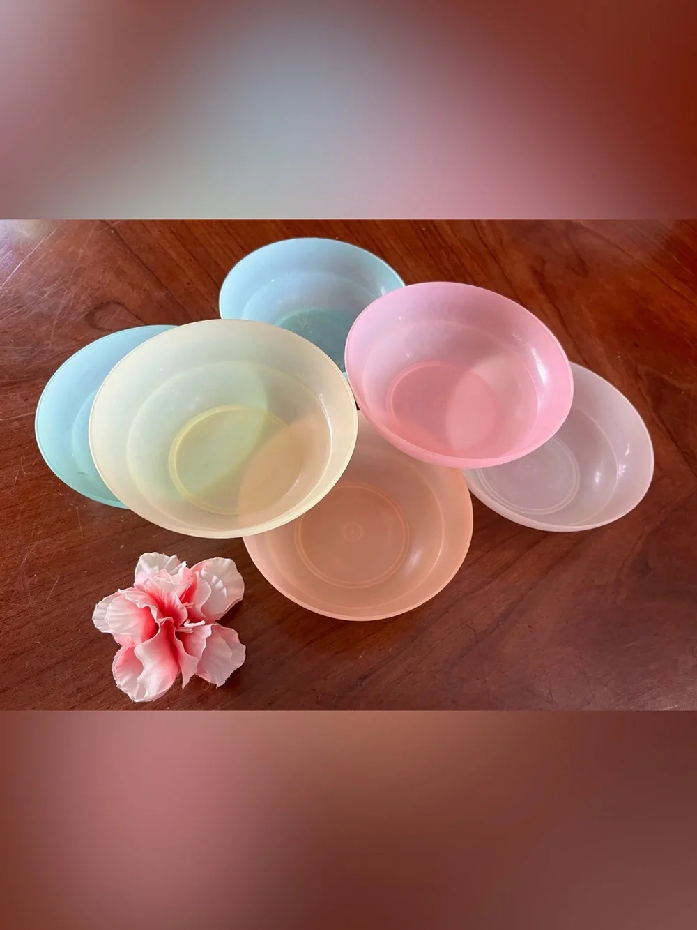 VTG Tupperware 154 Pastel Bowls Set of 6 Orlando FL Mold 154-5 to 154-8 No Lids